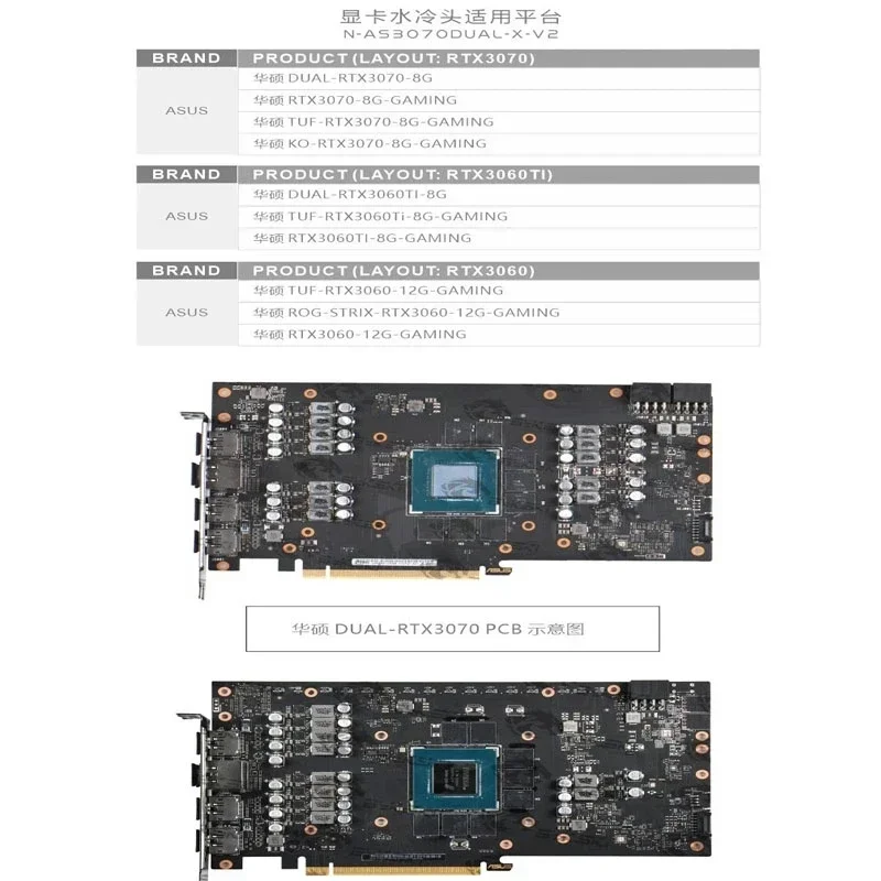 وحدة معالجة الرسومات من Bykski لوحدة معالجة الرسومات الخاصة بالألعاب ASUS DUAL RTX3070/ASUS KO RTX3070/ASUS TUF RTX3060T1 للألعاب/ASUS ROG STRIX RTX3060