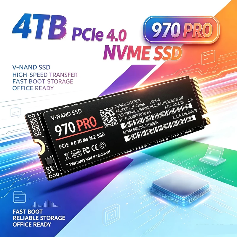 SSD NVMe M.2 2280 970 PRO de alto desempenho, 3500 MB/s, PCIe 4.0 X4, 3D NAND TLC, 500 GB/1 TB/2 TB/4 TB, SSD para jogos, compatível com PS5, PC e portátil.