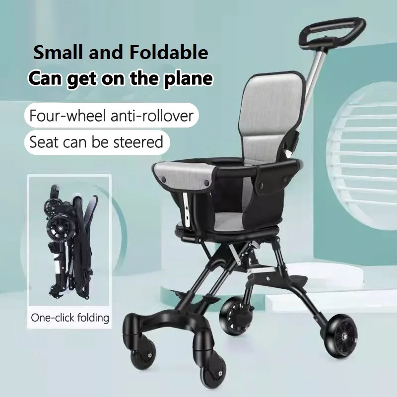 Portable Baby Stroller Infant Folding Travel Carriage Cart Available in All Seasons Newborn Two-Way Seats Kid Landscape Stroller