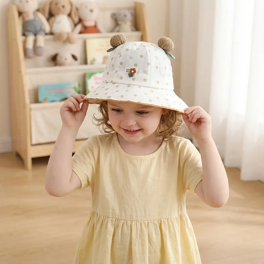 1-3Baby hat - Spring/Summer lightweight style boater hat - Summer sweet bow-shaped bonnet - Small-sized for young girls