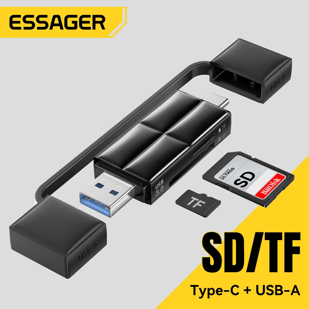 Essager 2 in 1 Card Reader USB A Type-C SD TF Memory Card Adapter for Phone PC Laptop Accessories USB 3.0 2.0 SD Card Adapter