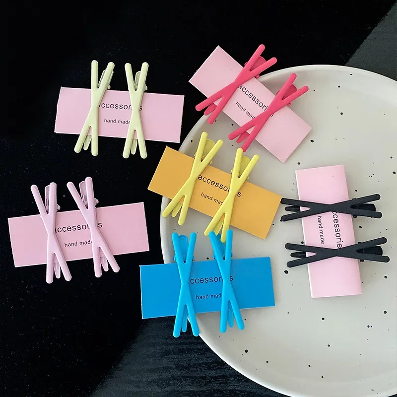 

Candy-colored Crossed Side Hairpins for Girls, Dopamine Duckbill Clips, Bangs, and Small Hair Clips on The Back of The Head