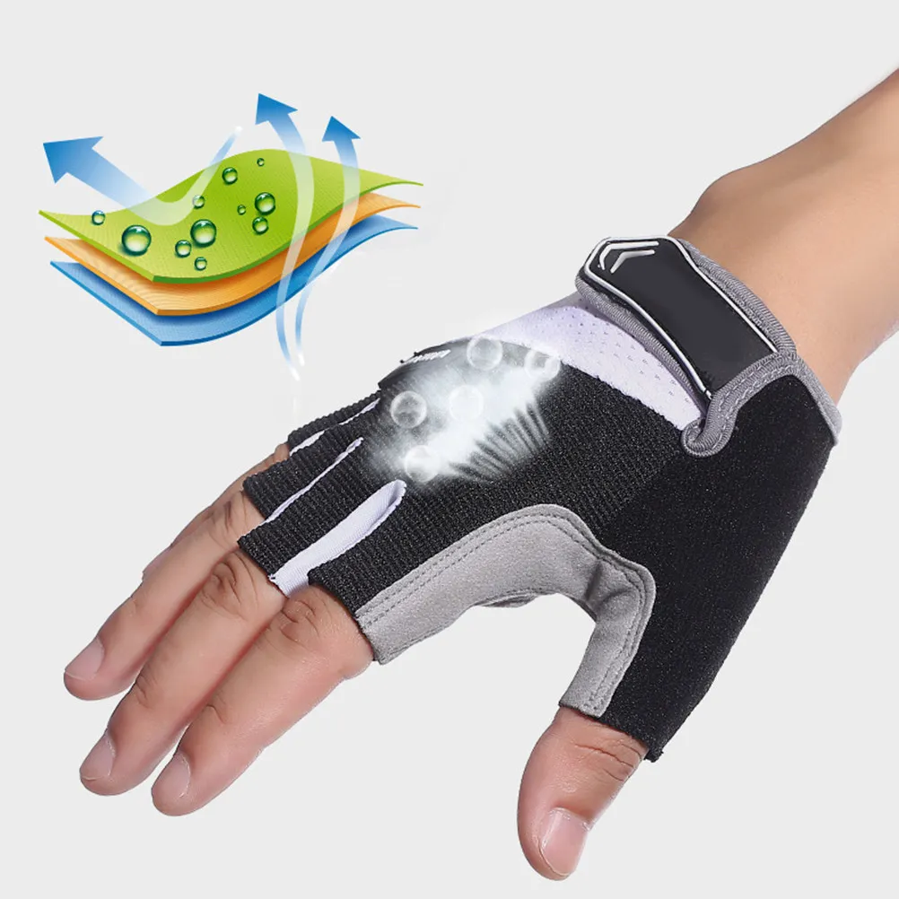 

1Pair Anti-Slip Half Finger Cycling Gloves Breathable Comfortable Shockproof Sports Gloves Size M Red for Riding Driving