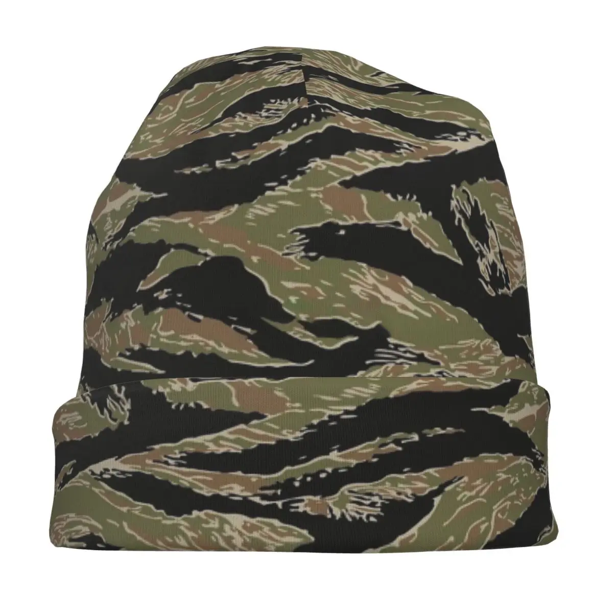 Tiger Stripe Camo Skullies Beanies Hat Fashion Unisex Outdoor Cap Warm Thermal Elastic Bonnet