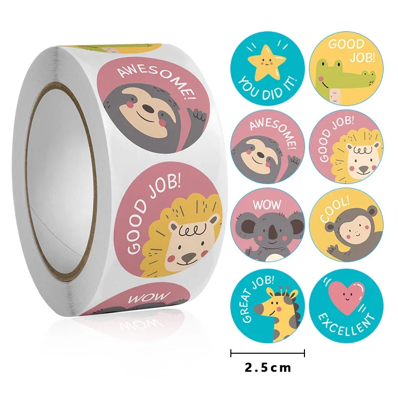 100-500Pcs Cute Cartoon Animals Reward Stickers for Kids School Teacher Supplies Kids Classic Toy Gift Sealing Decor Stationery image 5