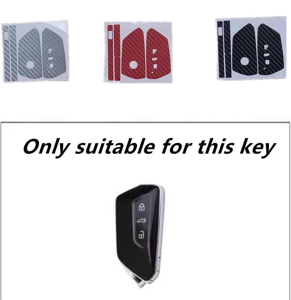 4 قطعة/الوحدة ألياف الكربون مفتاح السيارة ملصق غطاء الحال بالنسبة لشركة فولكس فاجن جولف 8 MK8 Teramont ID.3 ID.4 ID.5 سكودا Enyaq iV اوكتافيا سيات ليون السيارات #2