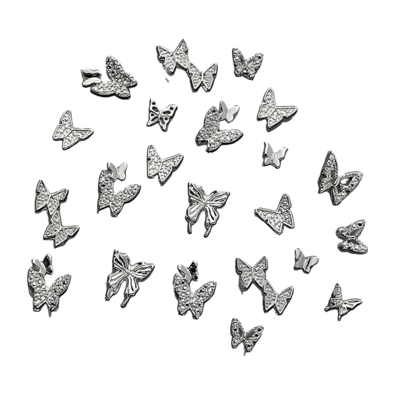 50Pcs 3D Butterfly for Nails Alloy Butterfly Decoration