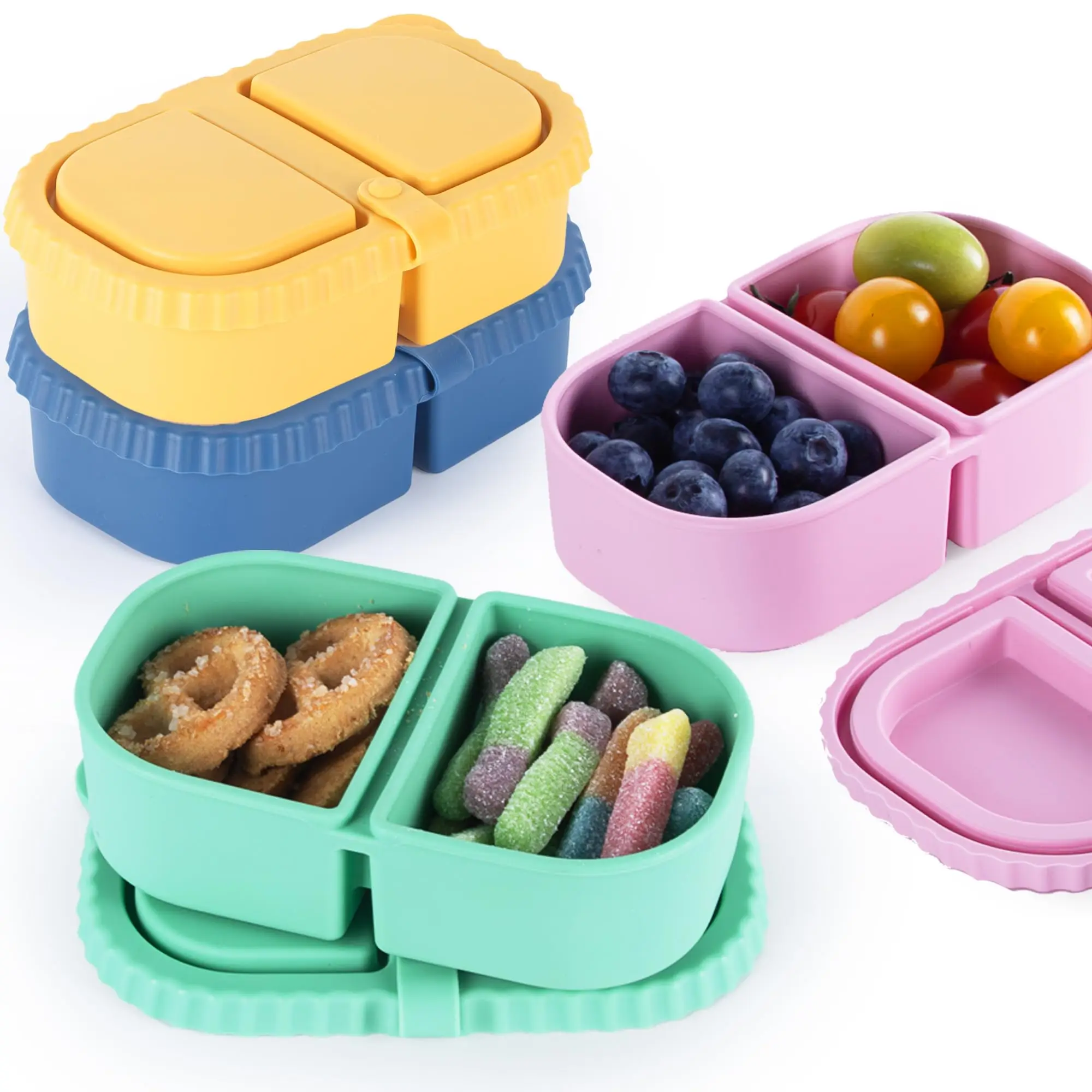 

Contenedores Silicona Con Tapas Caja De Dperitivos De Doble Small Food Snack Boxs for Travel Office Picnic