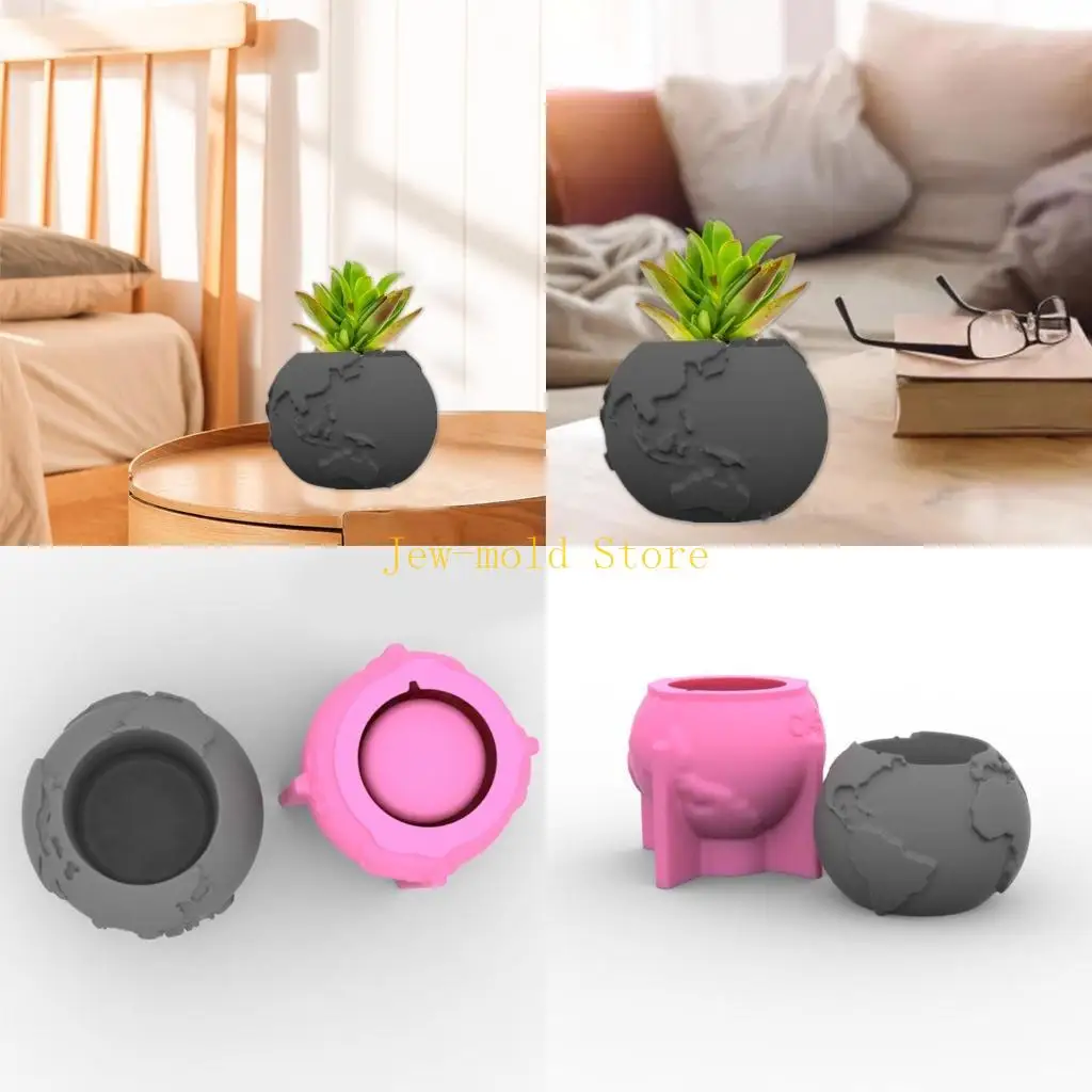 

C71B DIY Silicone Concrete Flower Pot Storage Box Mold for Succulent Plants Decor
