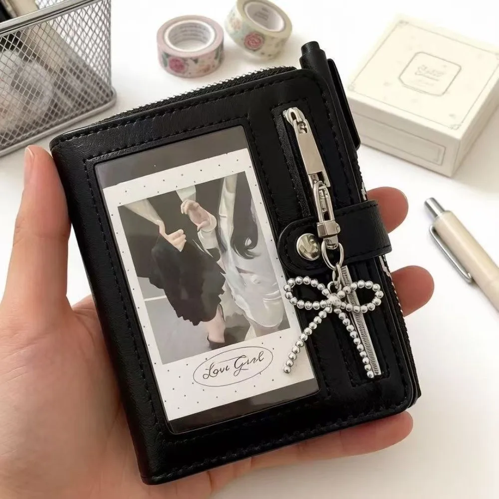 Portable PU Leather Binder Notebook Simple Style Multi-functional Photo Window Notebook Detachable Leather Cover
