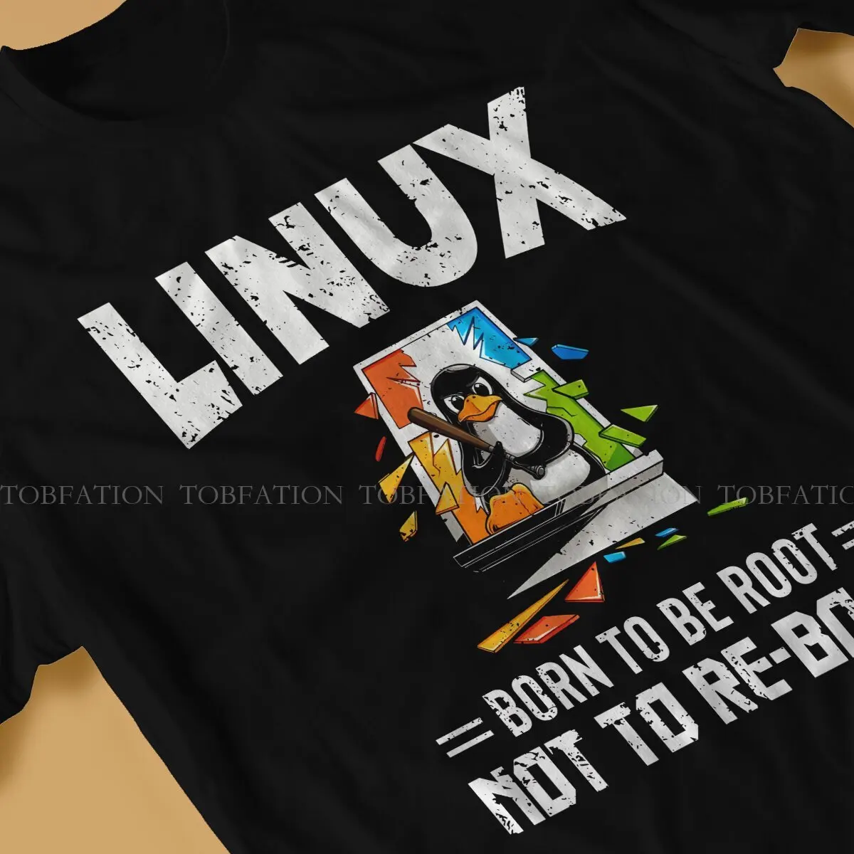 Linux Operating System Man TShirt Born To Be Root Not To Reboot Fashion T Shirt 100% Cotton Graphic Streetwear New Trend