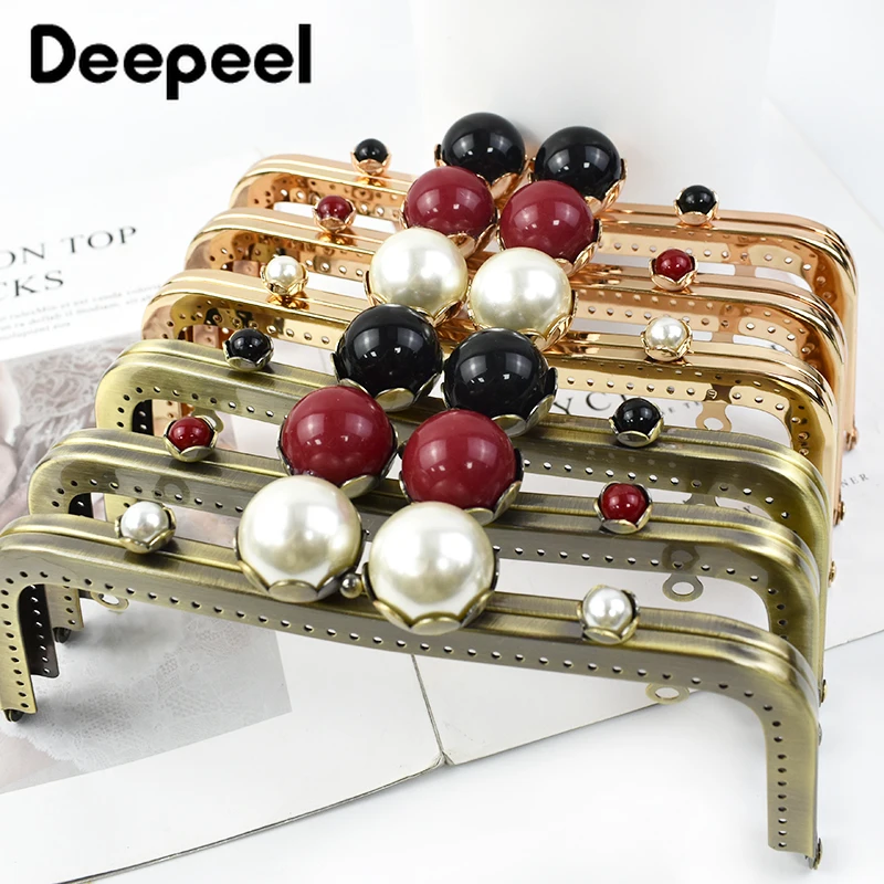 

1/2/3/5Pcs 20cm Metal Bag Handle Retro Pearl Kiss Clasp Lock Buckle Purse Frame DIY Sewing Handbag Brackets Hardware Accessories