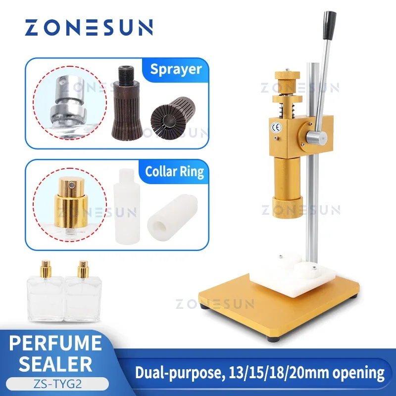 

ZONESUN Perfume Sealing Tool Tabletop Manual Crimper Spray Cap Collar Ring Pressing Machine Bottle Top Vial Cap Lid ZS-TYG2