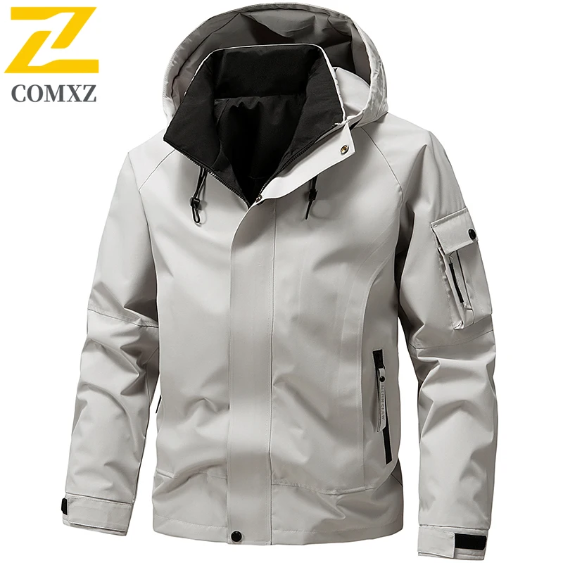 Gorpcore Work Waterproof Jacket Men's New Autumn Casual Zipper Pocket Hooded Windbreaker Travel Mountaineering Durable Rush Coat