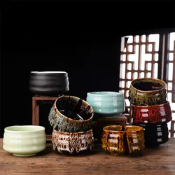 일본식 Temmoku 유약 일본 말차 녹차 세라믹 그릇 다도 수제 차 컵 쿵푸 물 컵 음료 용기
