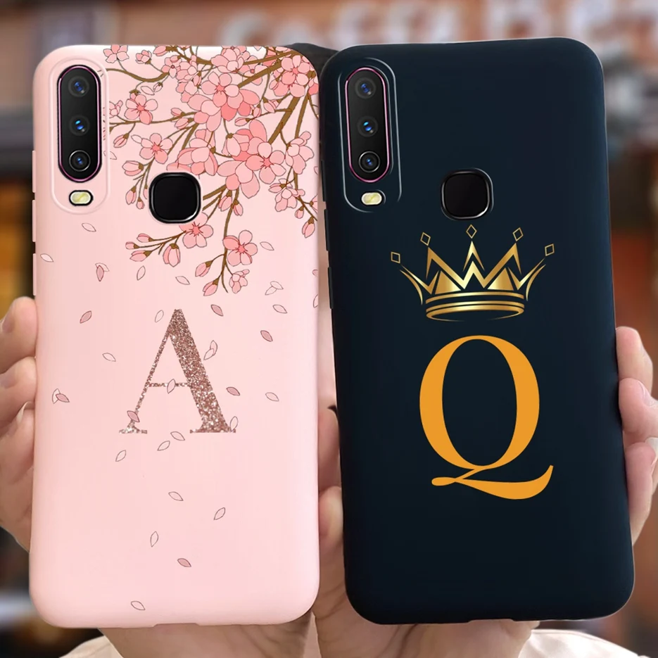 For Vivo Y12 Case 1904 1940 Cute Crown Letters Cover For Vivo Y15 Y17 1902 1901 Soft Silicone Phone Case For Vivo Y17 Y12 Bumper