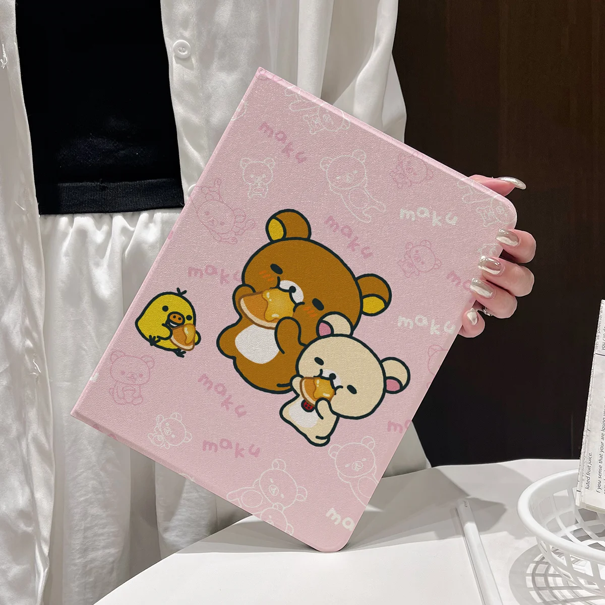 

Складной защитный чехол для iPad Pro2024 с японским рисунком rilakkuma Air 7, прозрачный 11-дюймовый защитный чехол для iPad MINI6