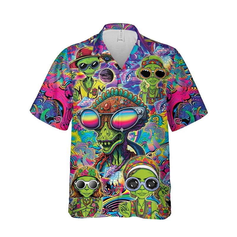 Magic Mushroom Alien Graphic Shirts For Men Fashion Trend 3D Printed Kids Hawaiian Shirts Cool Personality Short Sleeve Blouse