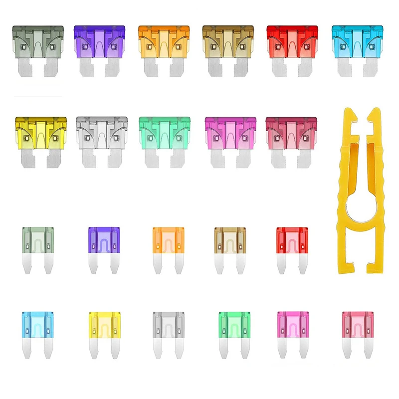 28pcs Blade Car Fuses Assortment Kit ,Medium + Small (5A7.5A10A15A20A25A30A) Fuse Car Kit Gift Fuses Puller  2 amp mini fuse