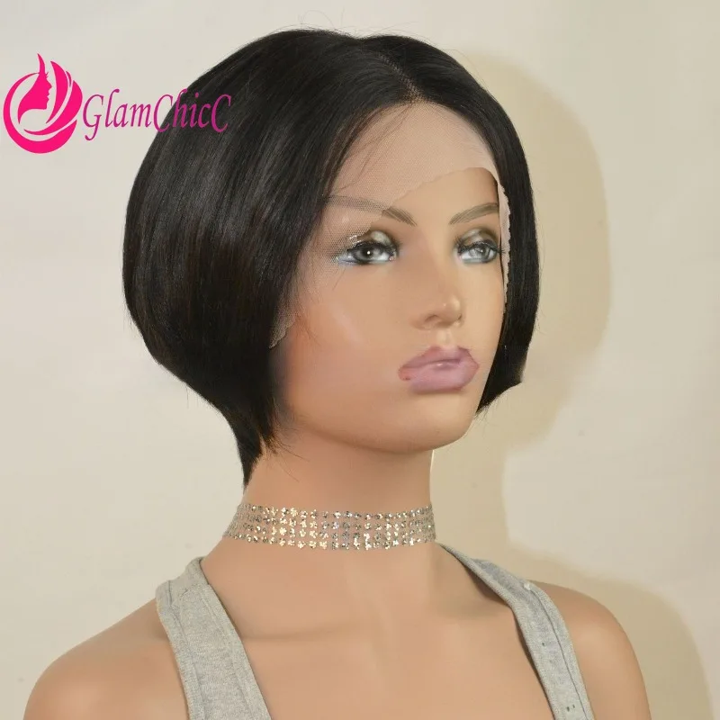 

13x4x1 T-образный кружевной фронтальный парик-боб, короткий и прямой, натуральный цвет, 10 дюймов, из натуральных человеческих волос, предварительно выщипанный, с эффектом baby hair, бразильский, из девственных волос Remy