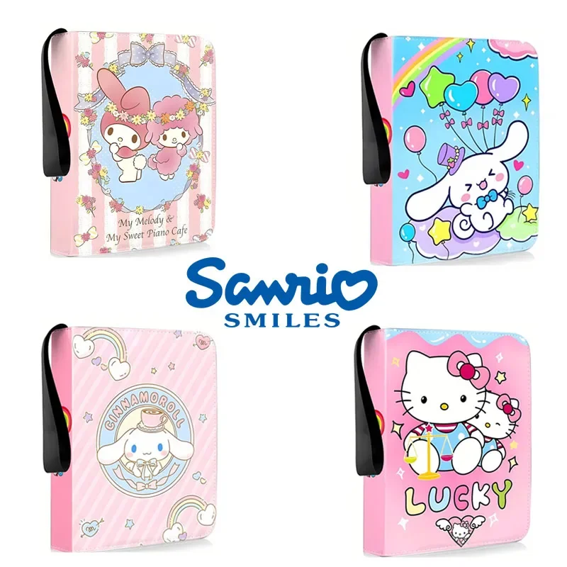 400/900pcs Sanrio Card Album Book Folder 4/9 Card Slots Hello Kitty Collections Zipper Double Pocket Zipper Card Binder Holder