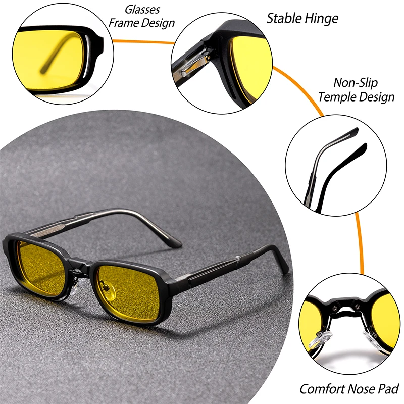 CATERSIDE Retro-Sonnenbrille für Herren, quadratisch, kleiner Rahmen, weiches Nasenstützdesign, Sonnenbrille für Damen, Outdoor-Reise- und Fahrbrille – Detail 5