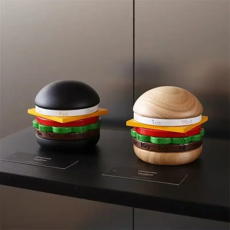 Nordic Wooden Manual Rotating Hamburg Calendar Perpetual Calendar Home Porch Art Ornament Office Desktop Decoration Gift