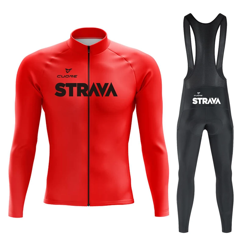 CUDRE STRAVA Maillot Cycling Man Long Sleeve Jersey Mens Cycling Clothes for Men Bib Mtb Clothing Men's Sweatsuit Set Road Bike