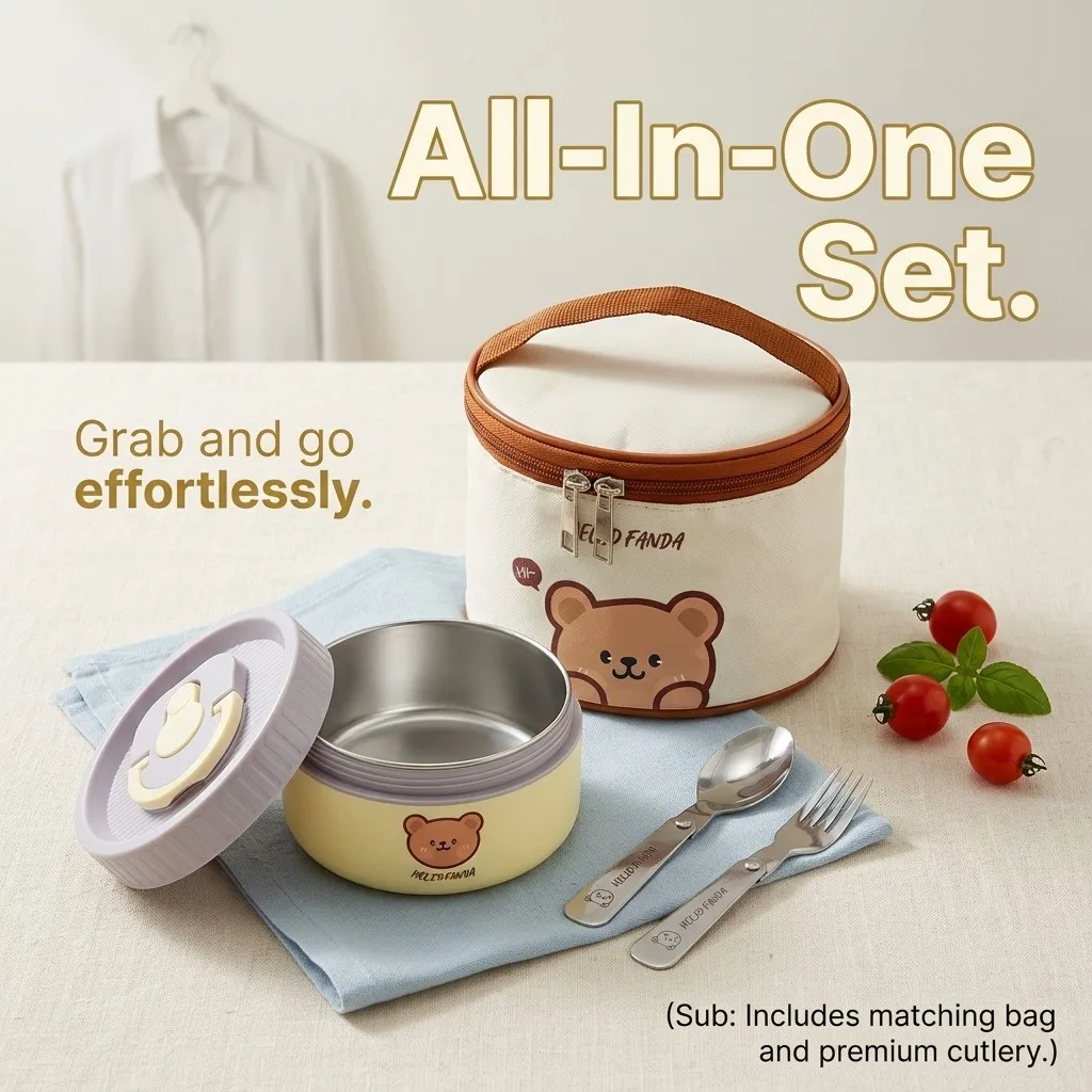 304 Stainless Steel Kids Lunch Box Leakproof Bento Box Microwavable Thermal Food Storage Container With Handle Lid For School view 5