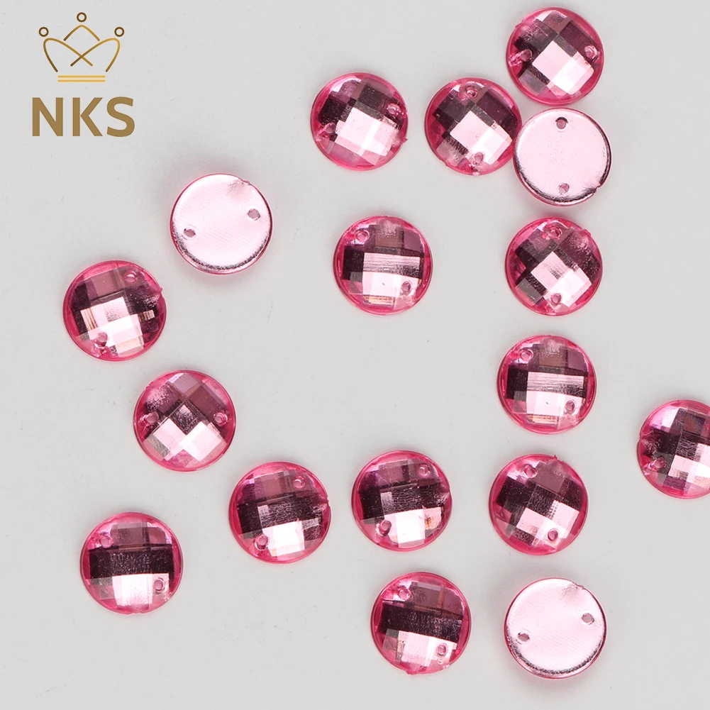 NKS Hot Sale Sew On Rhinestones Flat Back Half Round Acrylic Rhinestone Crystal Stone For Fashion Dress Making Acrylic Gem