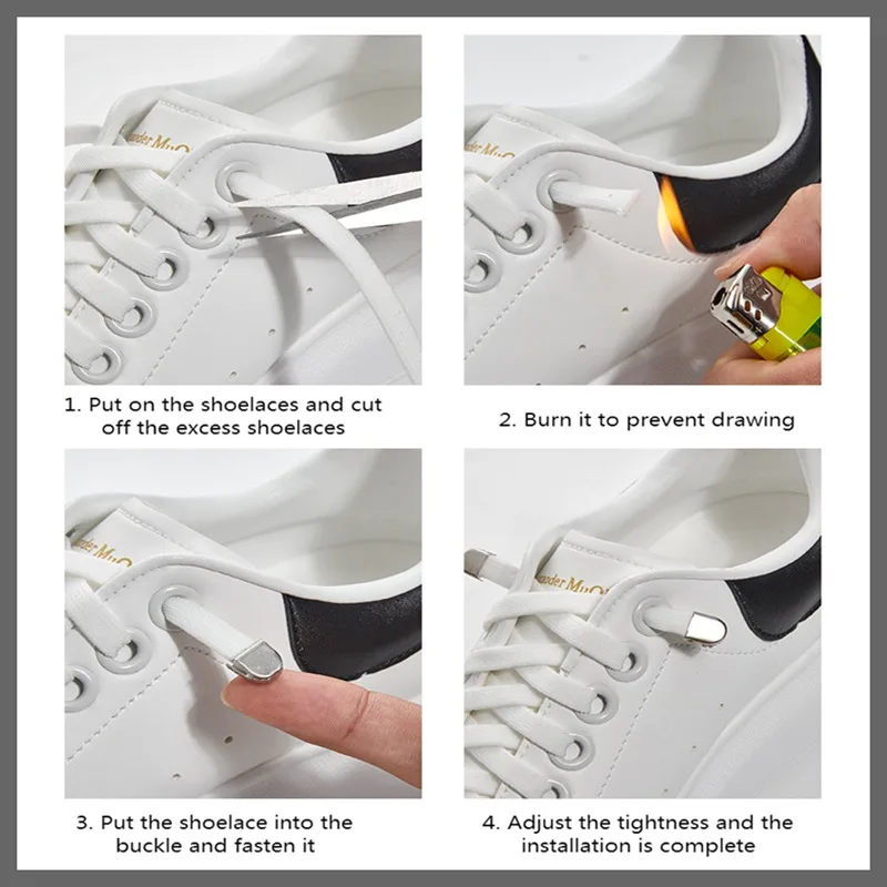 No Tie Shoelaces for Shoes Flat Elastic Shoe Laces Sneakers Tennis Quick Shoelace Clips Without Ties Shoe Accessories Kids Adult