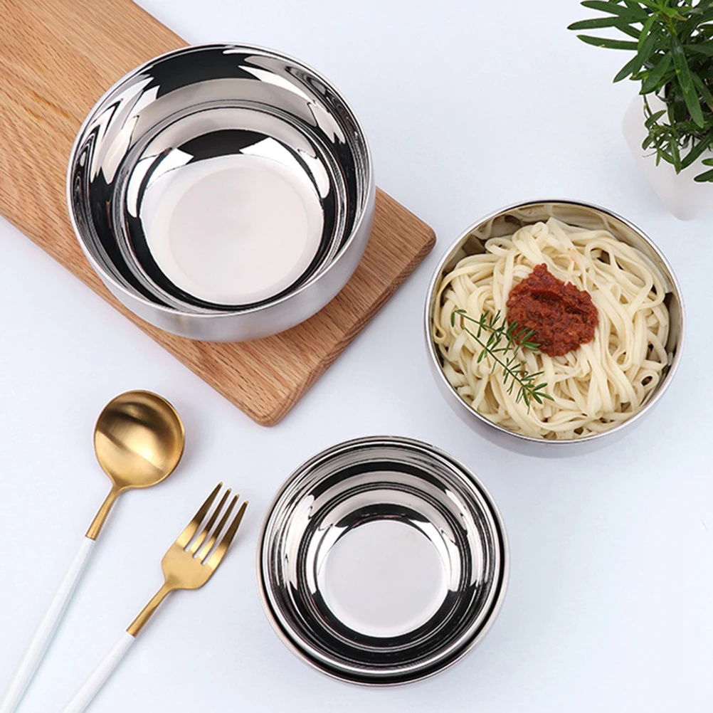 

1pc 14Cm Stainless Steel Soup Double Layer Insulated Rice Bowl Vegetable Serving Bowl Food Storage Bowls Resistant Space Saving