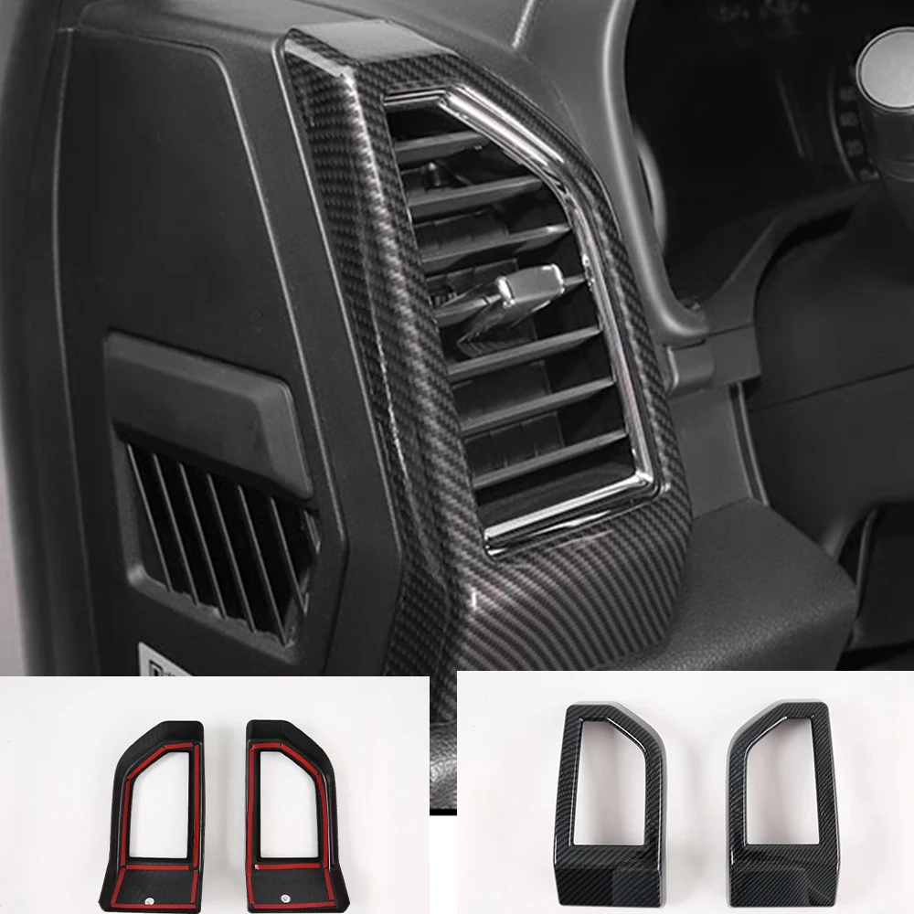 Side Air Conditioning Vent Outlet Cover Trim Carbon Fiber Stickers Car Accessories Dashboard Frame For Ford F150 2Pcs 2015-2020