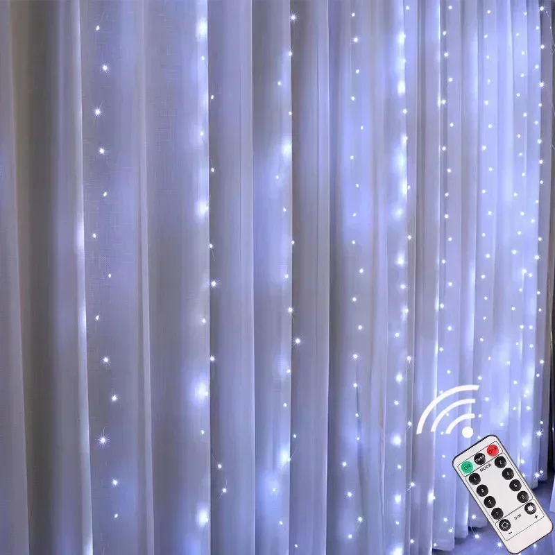 3M LED Curtain Garland on The Window USB String Lights Fairy Festoon Remote Control Christmas Wedding Decorations for Home Room