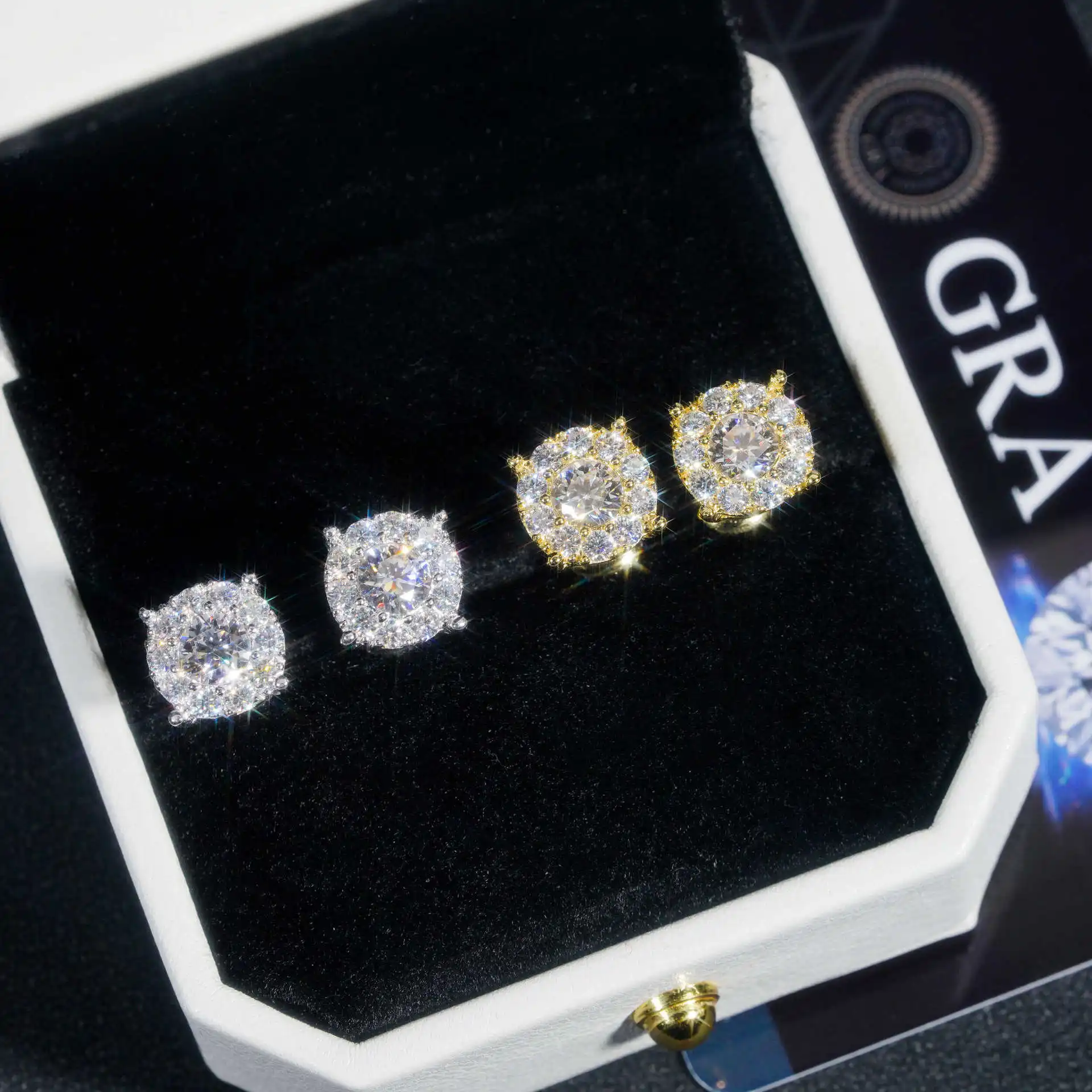 

Pass Diamond Tester GRA Certified VVS Diamond 925 Sterling Silver Hip Hop Jewelry Moissanite Stud Earrings