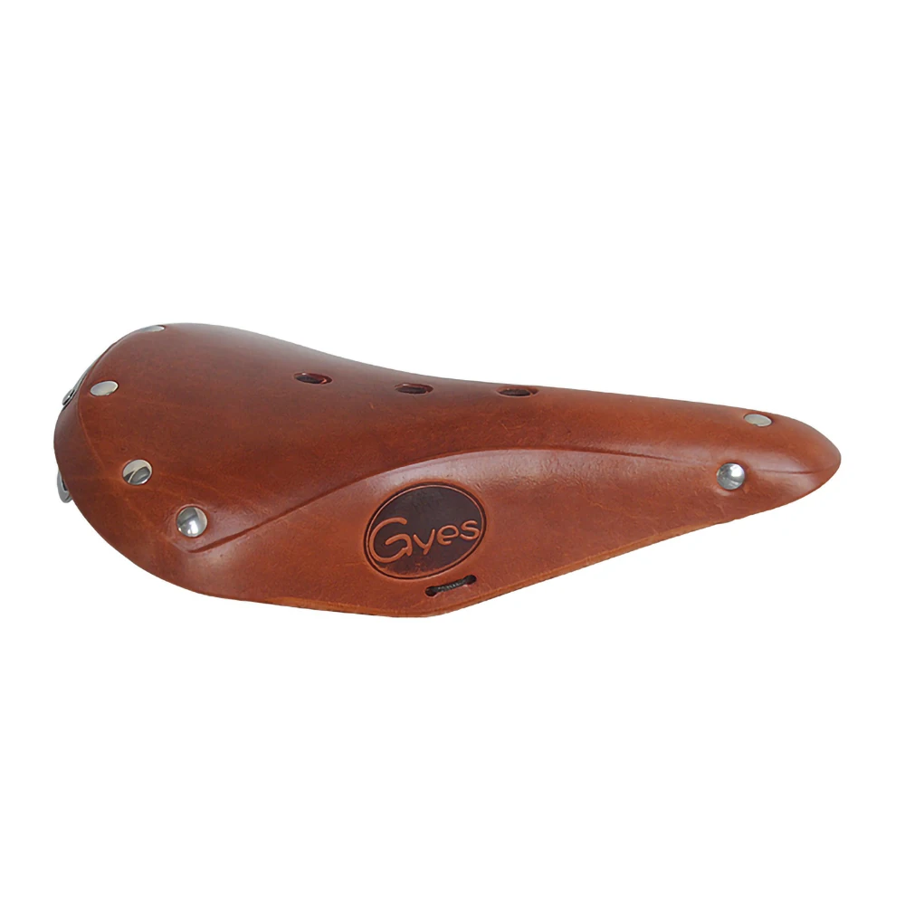 Gyes GS17 Retro Leather Saddle Steel Bow Gyes Genuine Cow Leather Seat Mat Road Bike Saddle For Men Bicycle Parts