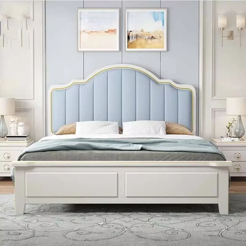 Drawers European Double Bed White Cheap Storage Modern Bedroom Double Bed Floor Design Sleeping Letto Matrimoniale Furniture