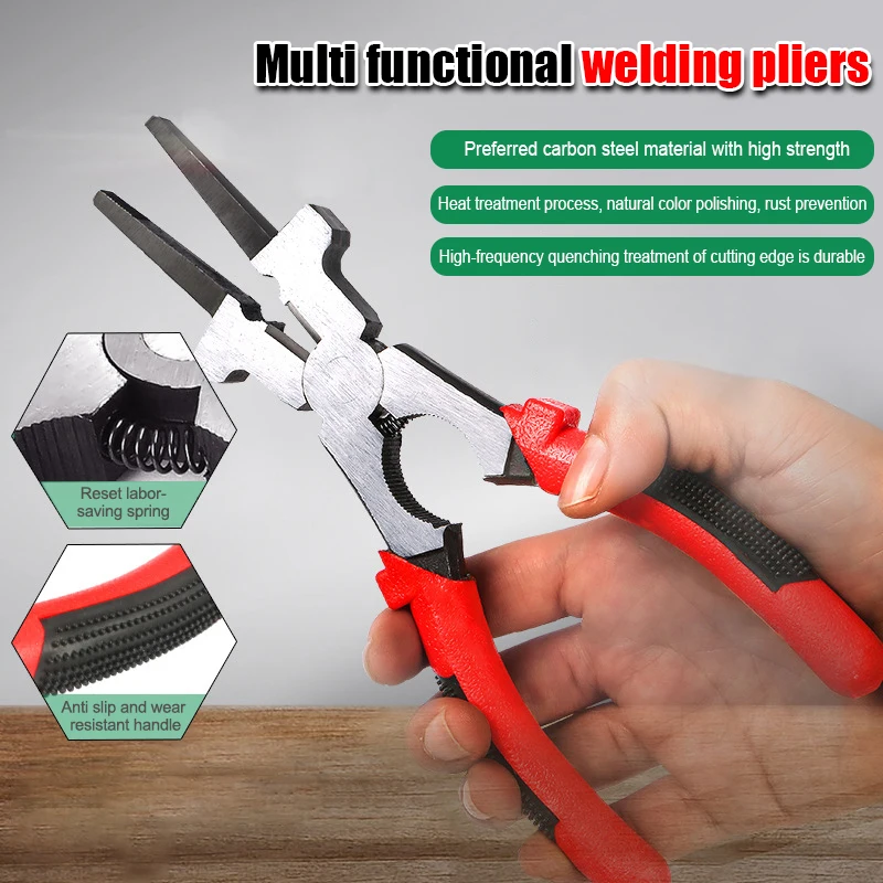 내구성이 뛰어난 8인치 용접 플라이어 MIG 용접 추가 도구 와이어 절단용 플랫 노즐