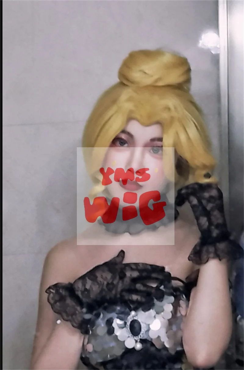 Identity 5 Female Dancer Margaretha Zelle Cosplay Wig Golden Blonde Wavy Bun Synthetic Hair Party Halloween Role Play + Wig Cap