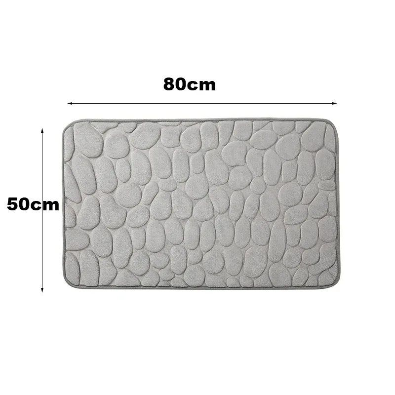 Cobblestone Embossed Memory Foam Bath Mat Bathroom Floor Rugs Water Absorbent Non-Slip Carpet 40x60cm/50x80cm