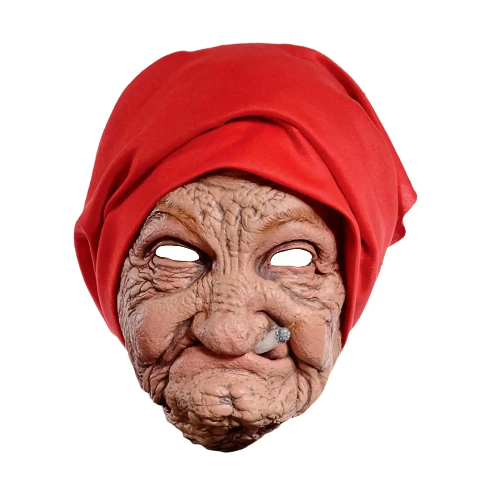 Maska Babci na Halloween dla Dorosłych, Przebranie na Święta, Straszna Maska Głowy Starej Kobiety
