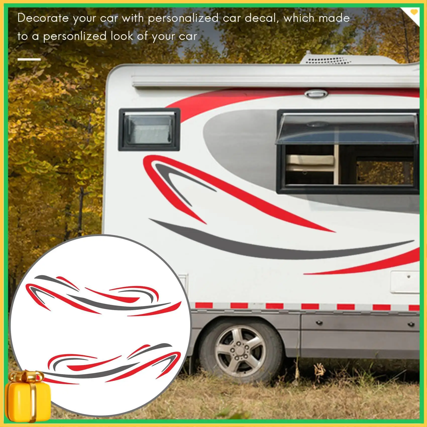 

Premium RV Motorhome Universal Body Sticker DIY Stripes Image Decal Sticker Decoration For Caravan Trailer