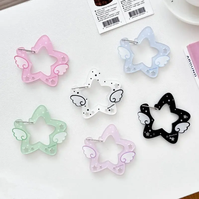 DIY Keychain Bag Charm Backpack Pendant Handbook Acrylic Package Hanging Keychain Decoration Cute INS Style Wings Star Carabine