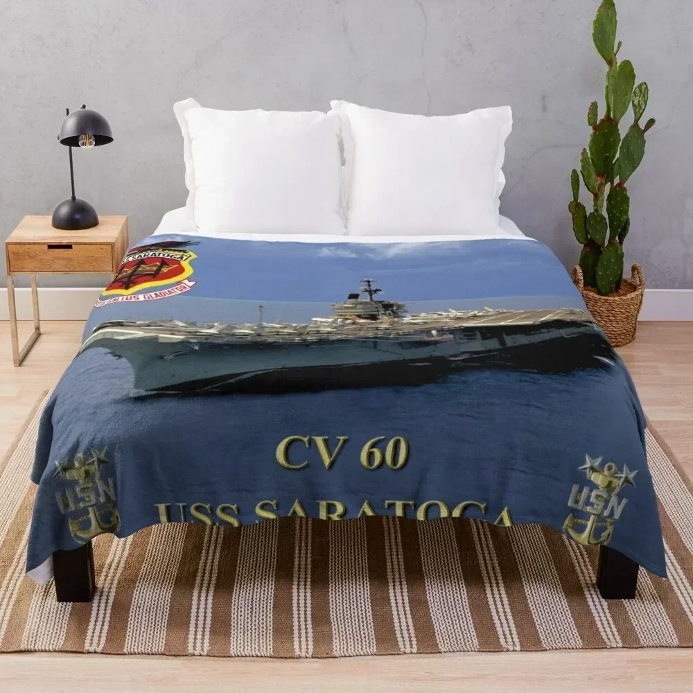 CV-60 USS Saratoga Throw Blanket Sofa Quilt Flannel blankets ands Large Blankets