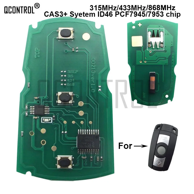 

QCONTROL Car Remote Control Smart Key Circuit Board for BMW CAS3 System CAS3 X5 X6 Z4 1/3/5/7 Series 315/433/868MHz ID46 PCF7945