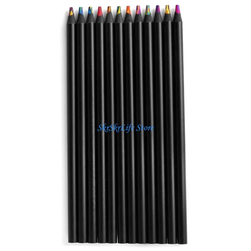 E65E 12Pcs Multicolored Drawing Pencils Rainbow Colored Pencil For Artists Kid