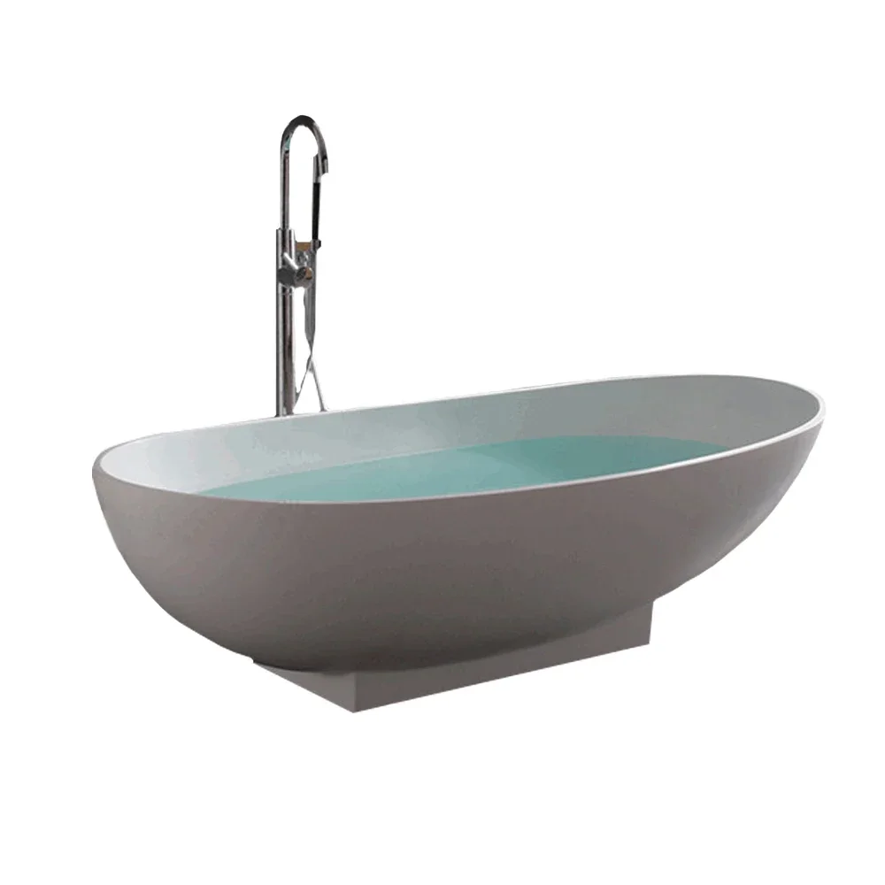 

1800x820x540mm Solid Surface Stone Bathtub Oval Freestanding Corian Matt White Finishing Tub WD6510