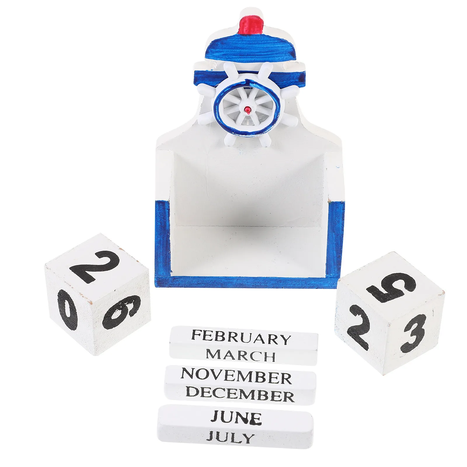 

Wooden Rotating Block Calendar Reusable Daily Date Display Desktop Standing Table Calendar for Office Home Decor Household