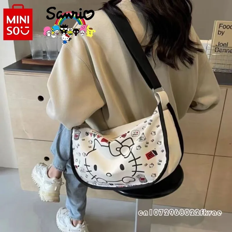 MINISO 2024 New Women's Crossbody Bag Fashionable High Quality Girl Shoulder Bag Cartoon Large Capacity Sports Portable Bag