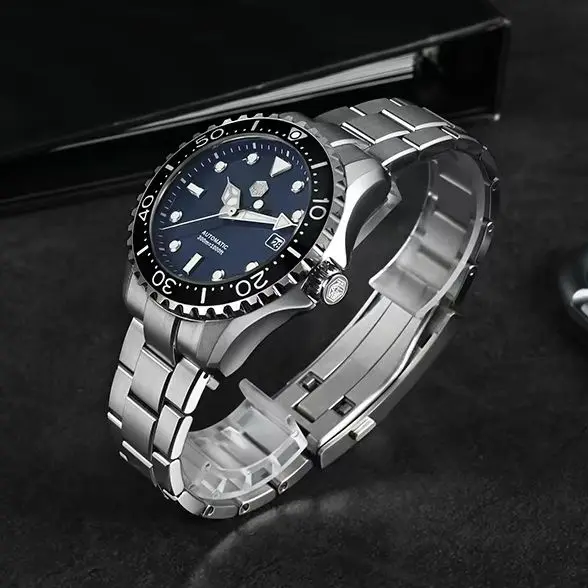San Martin Men Automatic Watch 40mm Mechanical Wristwatch Diver 30Bar Waterproof Luminous Sapphire Mirror YN55 Ceramic Bezel view 2